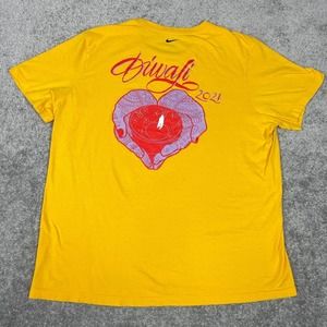 RARE Nike Shirt Mens XL Yellow Ascend South Asia 2021 Diwali Graphic Tee